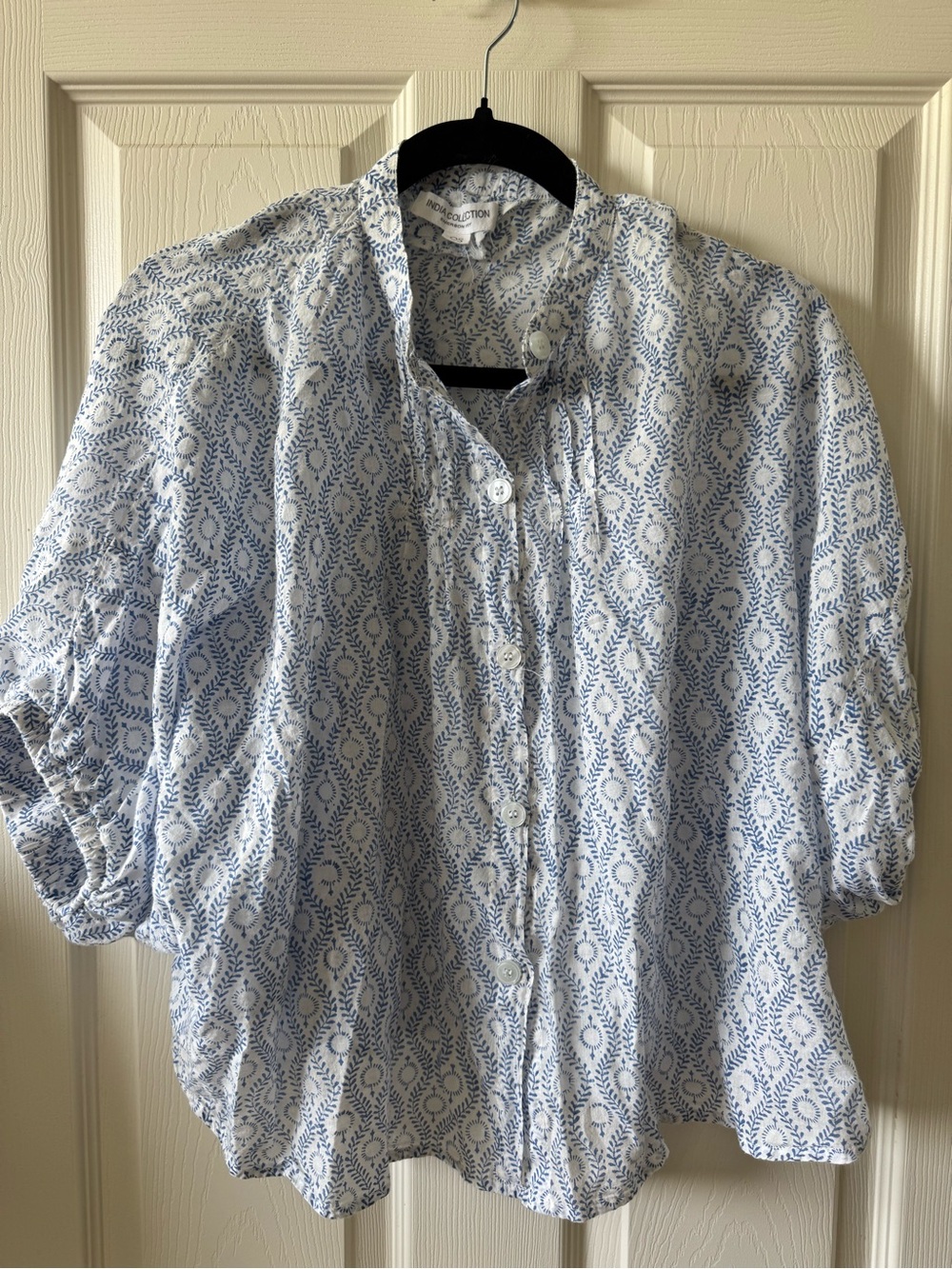 Emerson Fry Blue and White Printed Button-Up Shirt